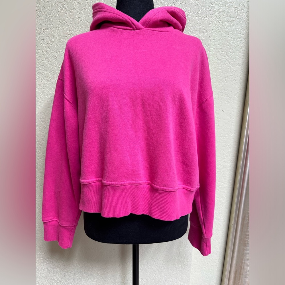 ZARA, Pink Fleece Cropped Hoodie